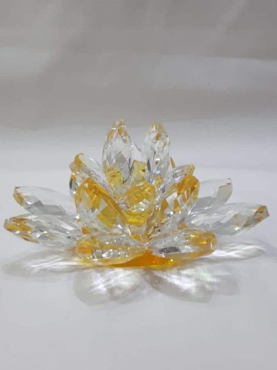 Krištálový lotosový kvet žltý 11 cm