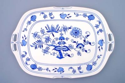 Cibulák – Podnos 4-hranný 48 x 33 cm – originál cibuľový porcelán 1. akosť