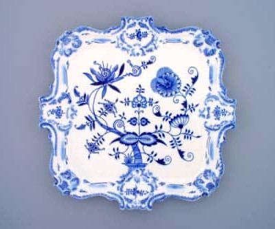 Cibulák – Podnos reliéfny s uškami 35 x 35 cm – originálny cibuľový porcelán 1. akosť