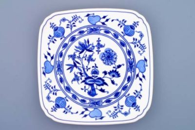 Cibulák – Tanier štvorhranný 21 cm – originálny cibuľový porcelán 1. akosť